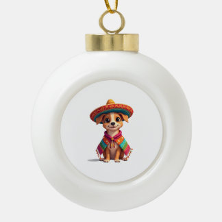 Chihuahua  Mexiko  Cinco de Mayo  Lustiger Hund  ( Keramik Kugel-Ornament