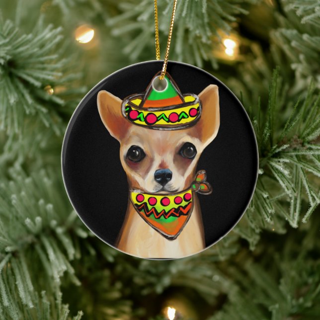 Chihuahua Mexiko Keramik Ornament (Baum)