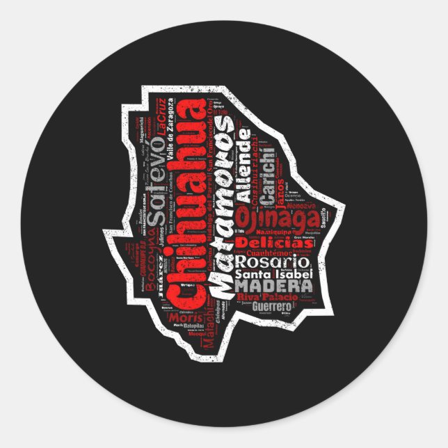 Chihuahua Mexiko Mapa Municipios Mexikanischer Sta Runder Aufkleber (Vorderseite)