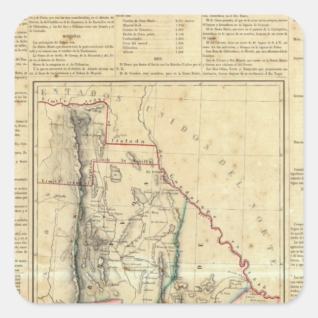 Chihuahua, Mexiko Quadratischer Aufkleber (Vorderseite)