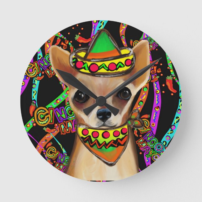 Chihuahua Mexiko Runde Wanduhr (Vorderseite)