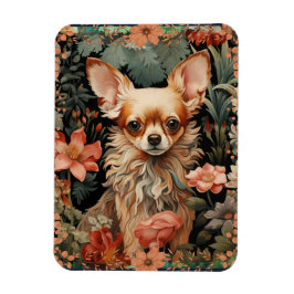 Chihuahua mit Blume im Stil von William Morris Magnet