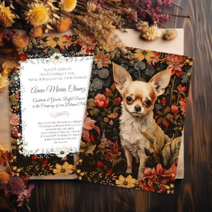 Chihuahua mit Blumen im Stil von William Morris Einladung