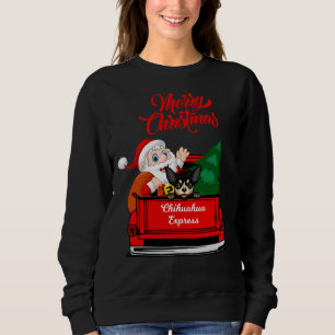 Chihuahua mit dem Weihnachtsmann im roten Lieferwa Sweatshirt