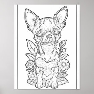 Chihuahua mit düsteren Blume farbiges Seitenposter Poster