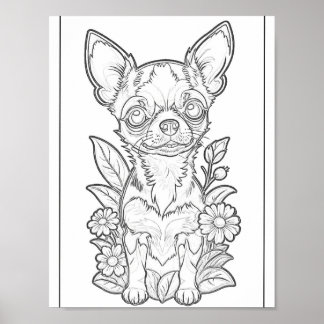 Chihuahua mit düsteren Blume farbiges Seitenposter Poster