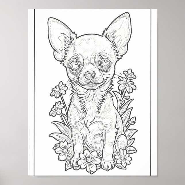 Chihuahua mit farbigen Seitenplakaten Poster (Vorne)