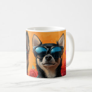 Chihuahua mit Herz Rosen Valentinstag  Kaffeetasse