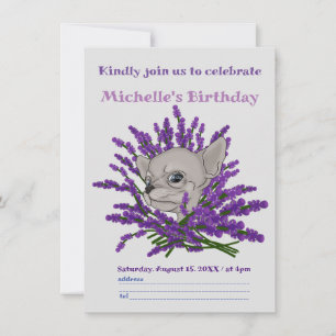Chihuahua mit Lavendel Einladung