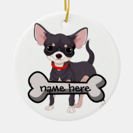 Chihuahua mit Namen auf Knochen personalisieren Keramik Ornament