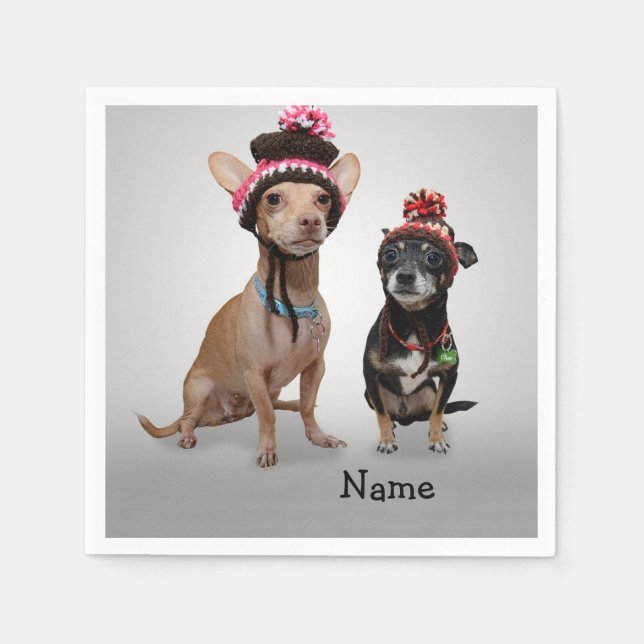Chihuahua mit Namen Serviette (Vorderseite)