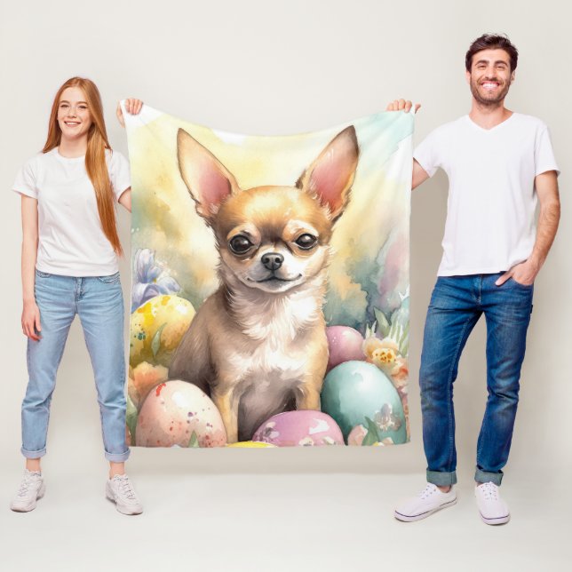 Chihuahua mit Ostereiern Urlaub Fleecedecke (Beispiel)