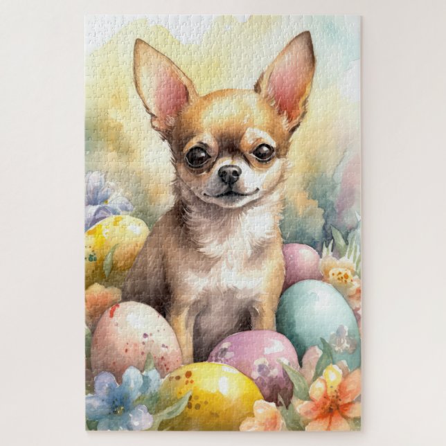 Chihuahua mit Ostereiern Urlaub Puzzle (Vertikal)
