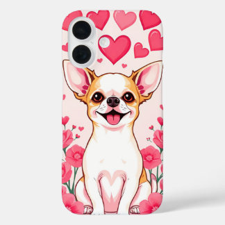 Chihuahua mit rosa Herzen iPhone 16 Hülle