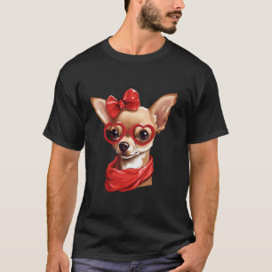 Chihuahua mit roter Brille und Bandana T-Shirt