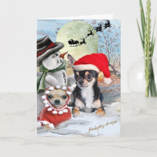 Chihuahua mit Snowman Cards Feiertagskarte