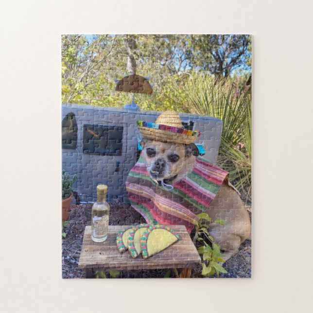 Chihuahua mit sombrero-fressenden Tacos Puzzle (Vertikal)