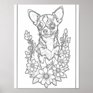 Chihuahua mit Sun-Blume farbiges Page-Poster Poster