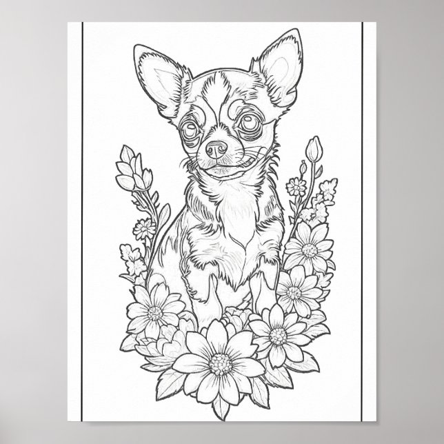 Chihuahua mit Sun-Blume farbiges Page-Poster Poster (Vorne)