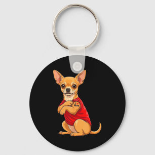 Chihuahua mit tätowiertem Chihuahua Hund liebt Mam Schlüsselanhänger
