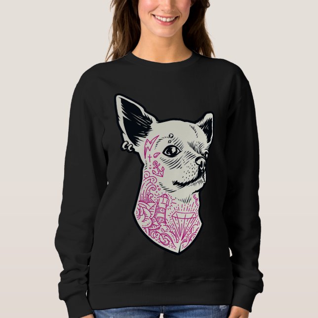 Chihuahua mit Tattoos Sweatshirt (Vorderseite)