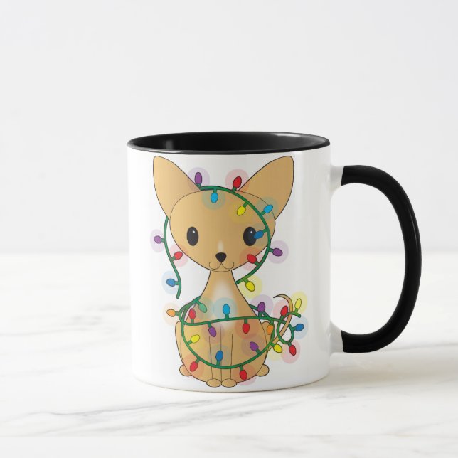 Chihuahua mit Weihnachtslichtern Tasse (Rechts)