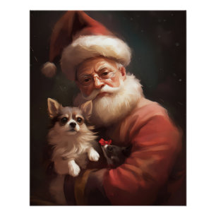 Chihuahua mit Weihnachtsmann Festliches Weihnachte Poster