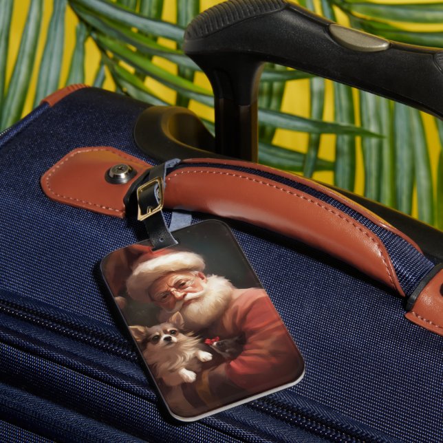 Chihuahua mit Weihnachtsmann Gepäckanhänger (Vorderseite Insitu 1)