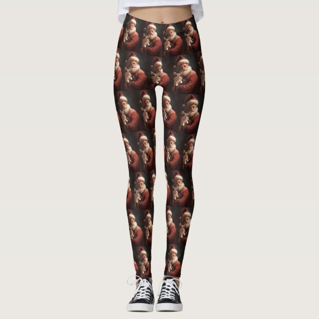 Chihuahua mit Weihnachtsmann Leggings (Vorderseite)