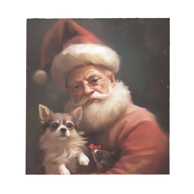 Chihuahua mit Weihnachtsmann Notizblock (Vorderseite)