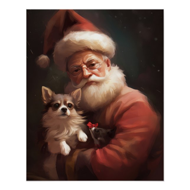 Chihuahua mit Weihnachtsmann Poster (Vorderseite)