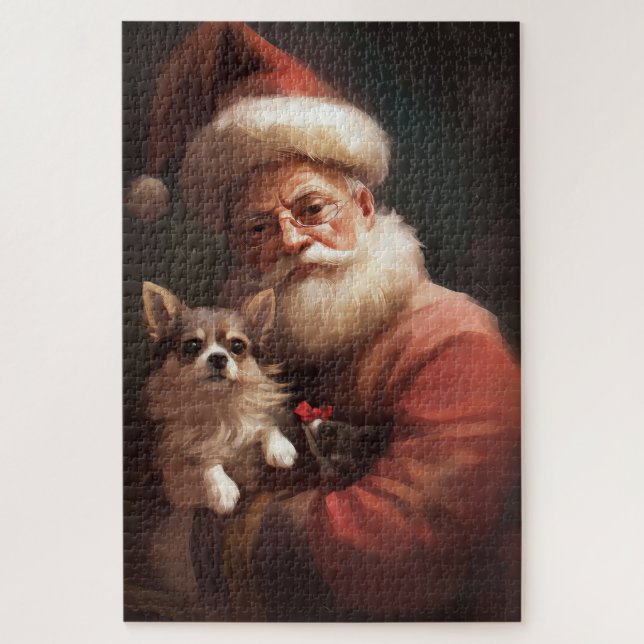 Chihuahua mit Weihnachtsmann Puzzle (Vertikal)