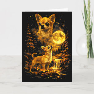 Chihuahua mondhelle Nacht Kunst Chihuahua heult Karte
