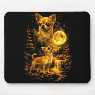 Chihuahua mondhelle Nacht Kunst Chihuahua heult Mousepad