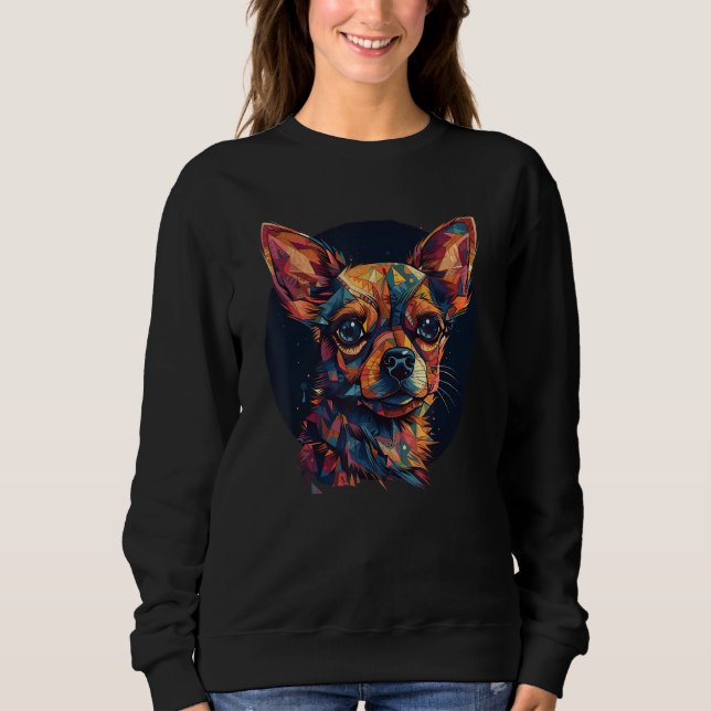 Chihuahua Mosaic Geometric  Dog Colorful Cute Sweatshirt (Vorderseite)