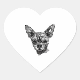 Chihuahua Mosaic Geometrie Art Dog Herz-Aufkleber