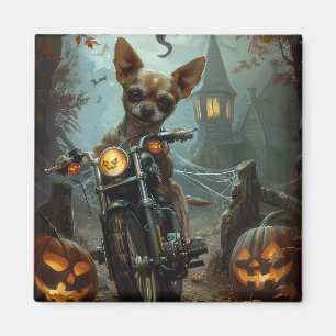 Chihuahua-Motorrad Halloween Beängstigend Magnet