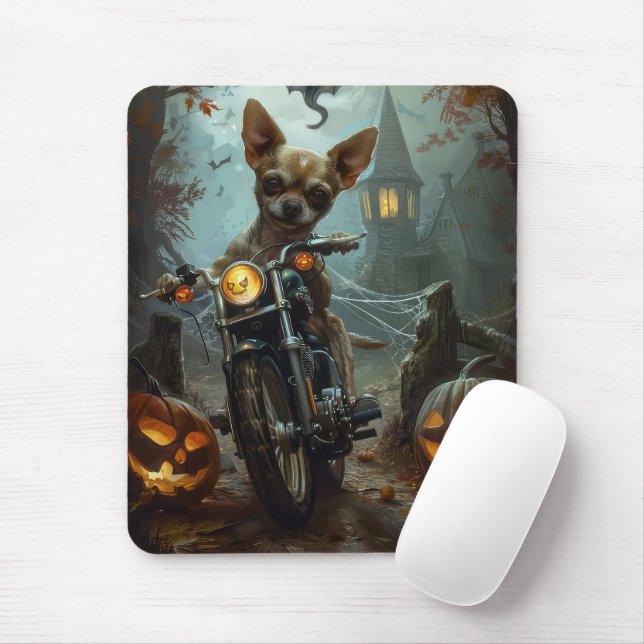 Chihuahua-Motorrad Halloween Beängstigend Mousepad (Mit Mouse)