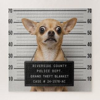 Chihuahua-Mugshot: Schwerer Diebstahl einer Decke Puzzle
