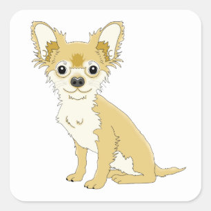 Chihuahua-Mutter-Welpen-Hund-Vater-Welpen-Rettung- Quadratischer Aufkleber