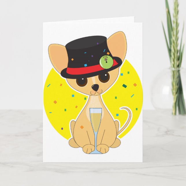 Chihuahua Neujahr Feiertagskarte (Vorderseite)