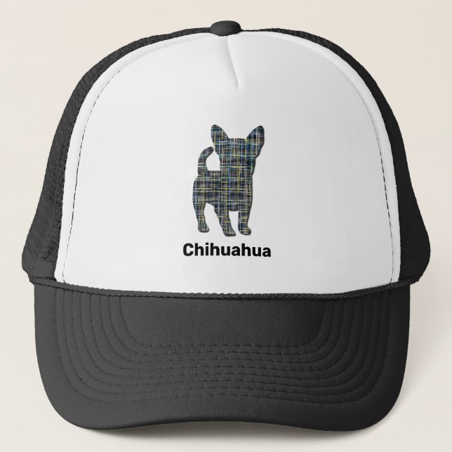 Chihuahua Niedlich Dog Silhouette Grid Custom Truckerkappe (Vorderseite)