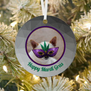 Chihuahua niedlich Happy Mardi Gras funkelnd Maske Ornament Aus Metall