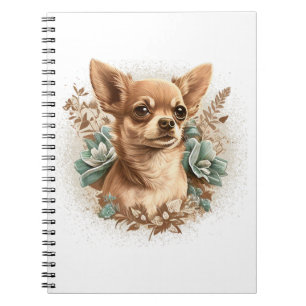 Chihuahua Niedlich Hund Schöne Blume Girl Notizblock