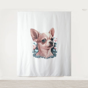 Chihuahua Niedlich Hund Schöne Blume Girl Wandteppich