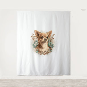 Chihuahua Niedlich Hund Schöne Blume Girl Wandteppich