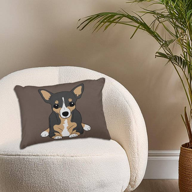 Chihuahua Niedlich Tri-Color Chihuahua Brown Dekokissen (Chihuahua Cute Tri-Color Chihuahua Brown Accent Pillow)