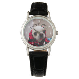 Chihuahua niedlich wuchsen Sie Liebe Valentines w  Armbanduhr