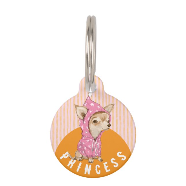 Chihuahua niedlicher Rosa-Orangenhund Haustiermarke (Vorderseite)