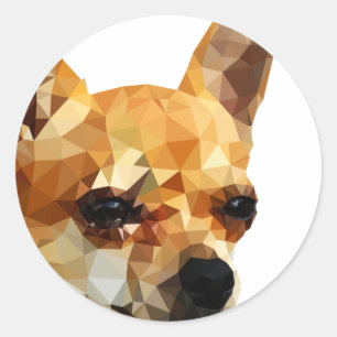 Chihuahua-niedrige Polykunst Runder Aufkleber